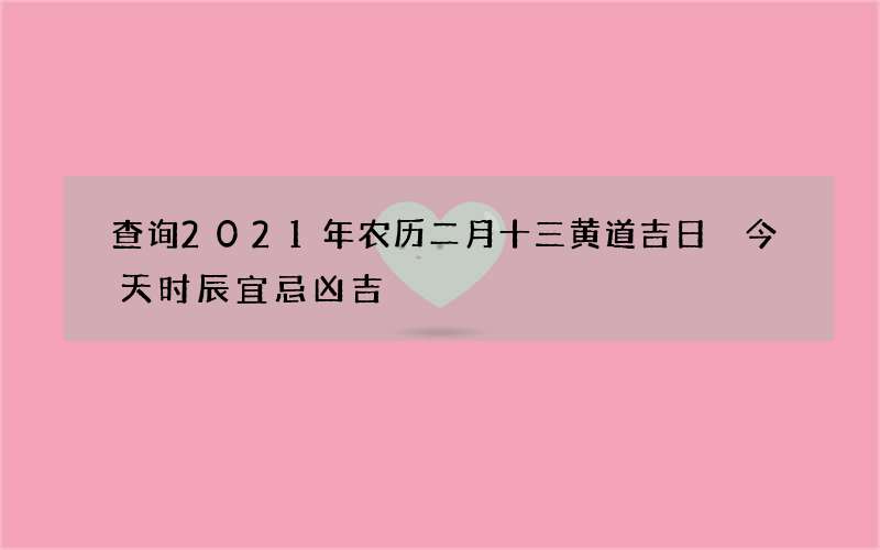查询2021年农历二月十三黄道吉日 今天时辰宜忌凶吉